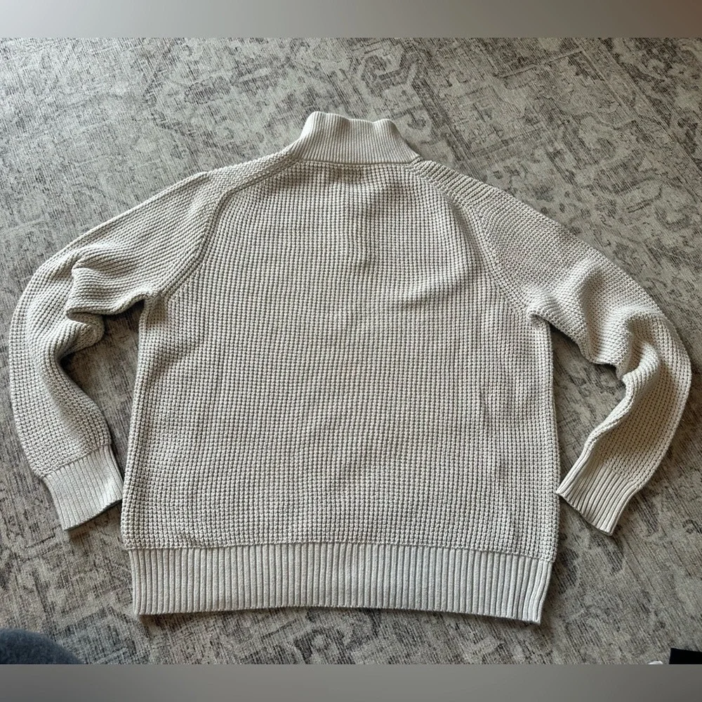 J. Crew Men's Off-White Zip-Up 100% Cotton Sweater